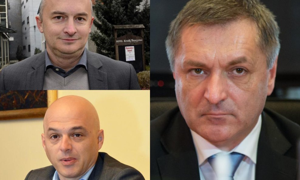 Dražen Barišić (HDZ) desno, Vinko Grgić (SDP) gore lijevo, i Darko Puljašić (HDZ) dolje lijevo