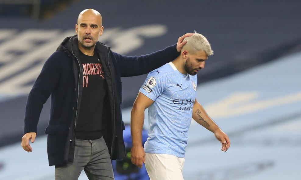 Pep Guardiola i Sergio Aguero (Manchester City)