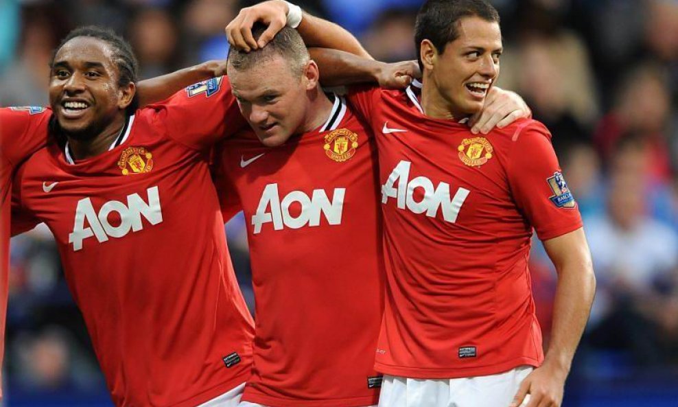 Wayne Rooney (u sredini), Javier Hernandez (desno) i Oliveira Anderson