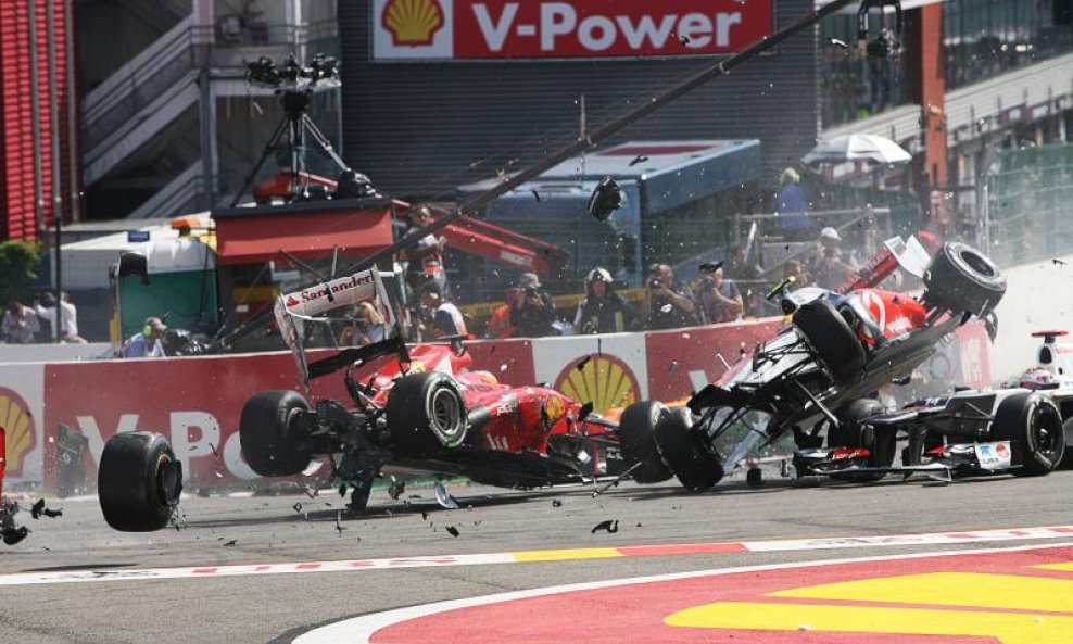 Lewis Hamilton, Romain Grosjean, Fernando Alonso i Sergio Perez