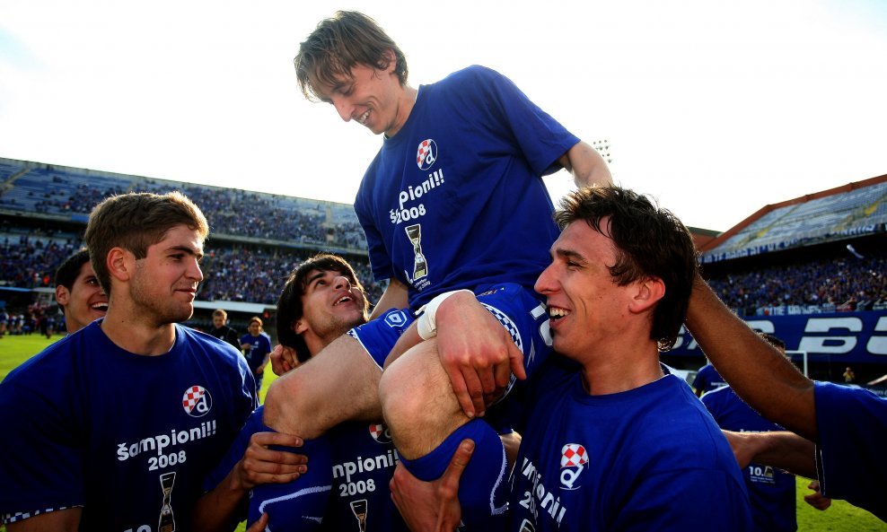 Luka Modrić i Mario Mandžukić slave naslov s Dinamom 2008.