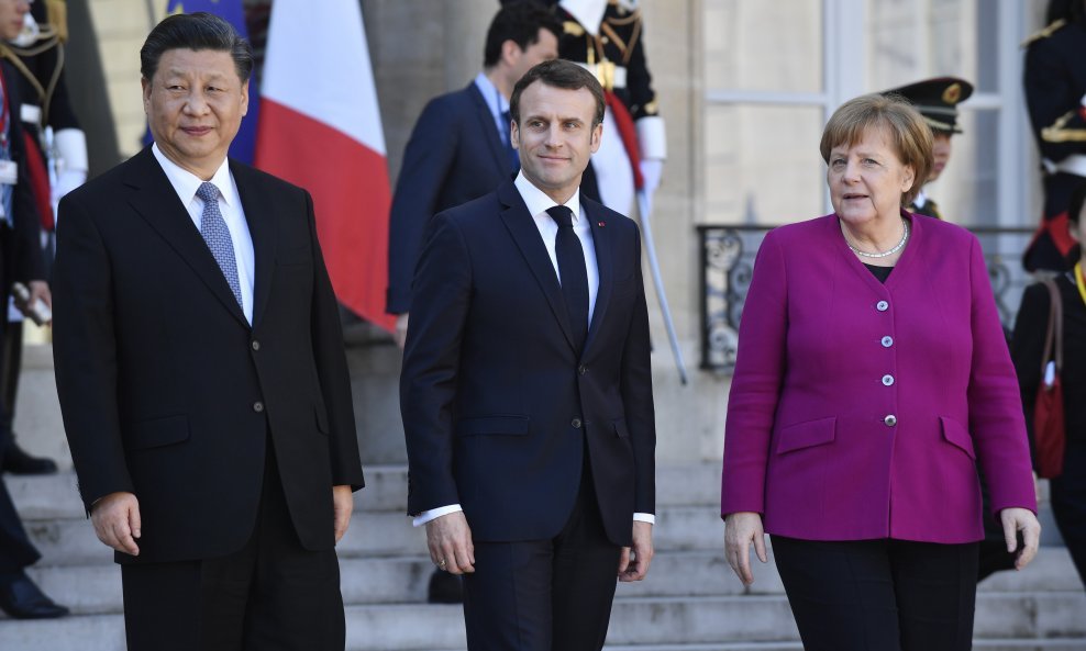 Xi Jinping, Emmanuel Macron i Angela Merkel