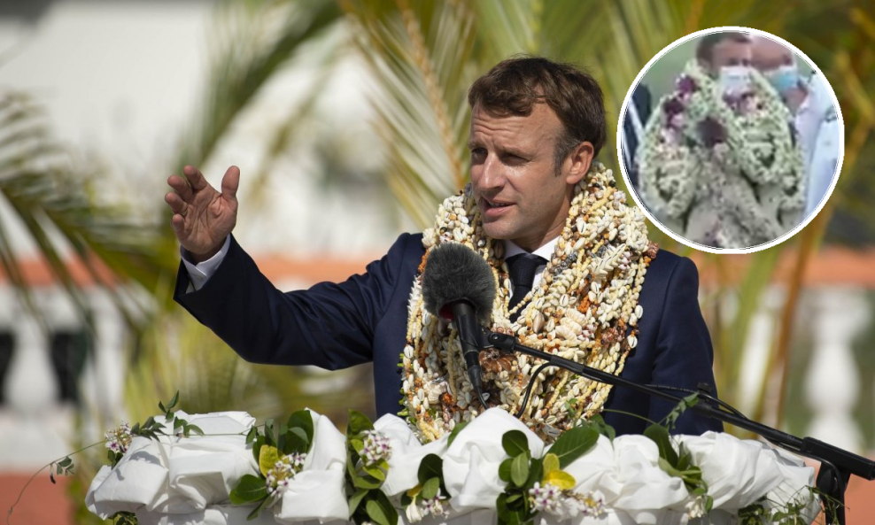 Emmanuel Macron u posjetu Francuskoj Polineziji (snimka zaslona lažnog videa u krugu)