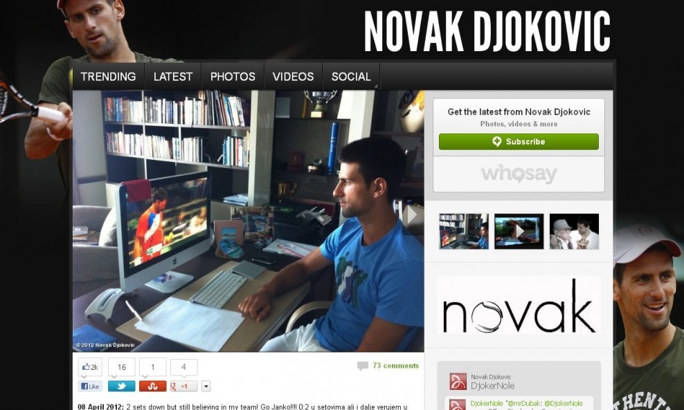 Novak Đoković Twitter 2012