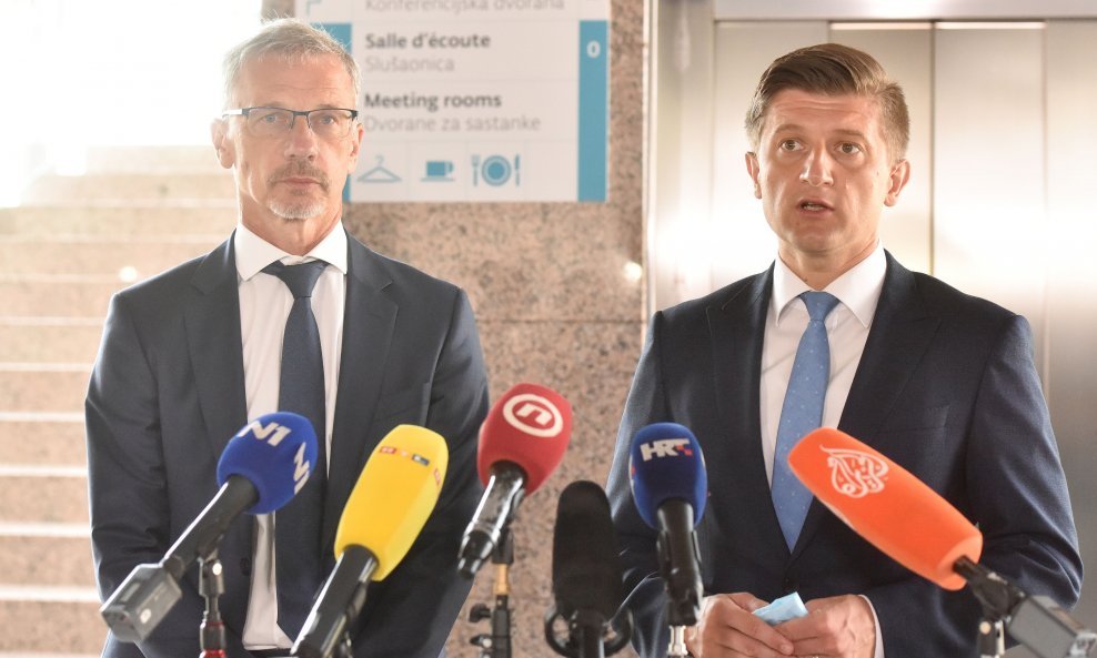 Ministar financija Zdravko Marić i guverner Narodne banke Boris Vujčić dali su izjave za medije
