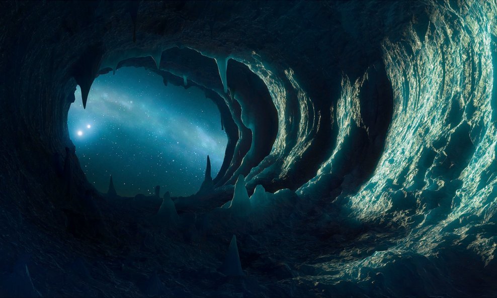 Pećina na udaljenom egzoplanetu (ilustracija)