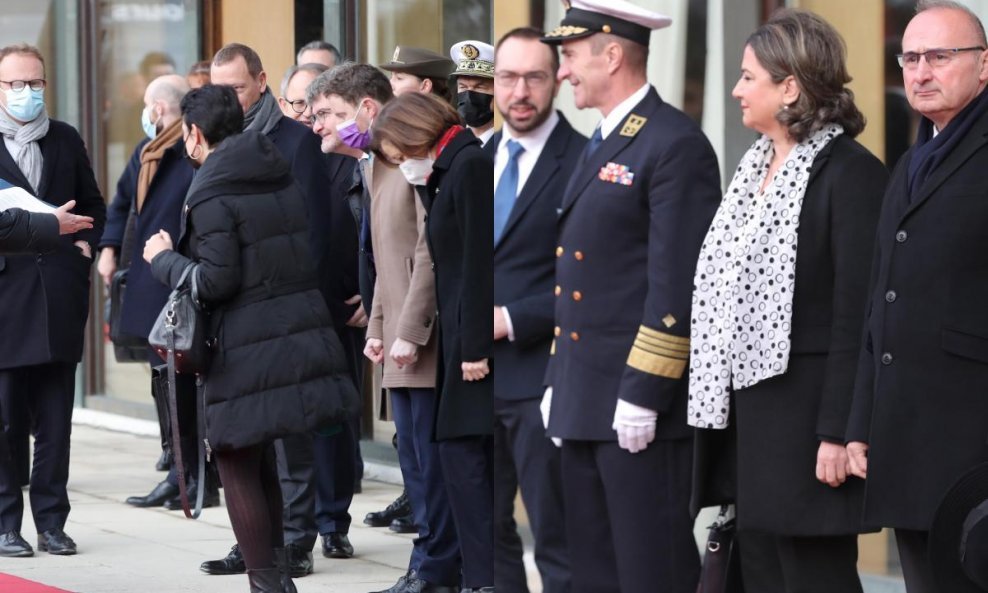 Francuska delegacija (lijevo) i Milanovićevi uzvanici (desno)