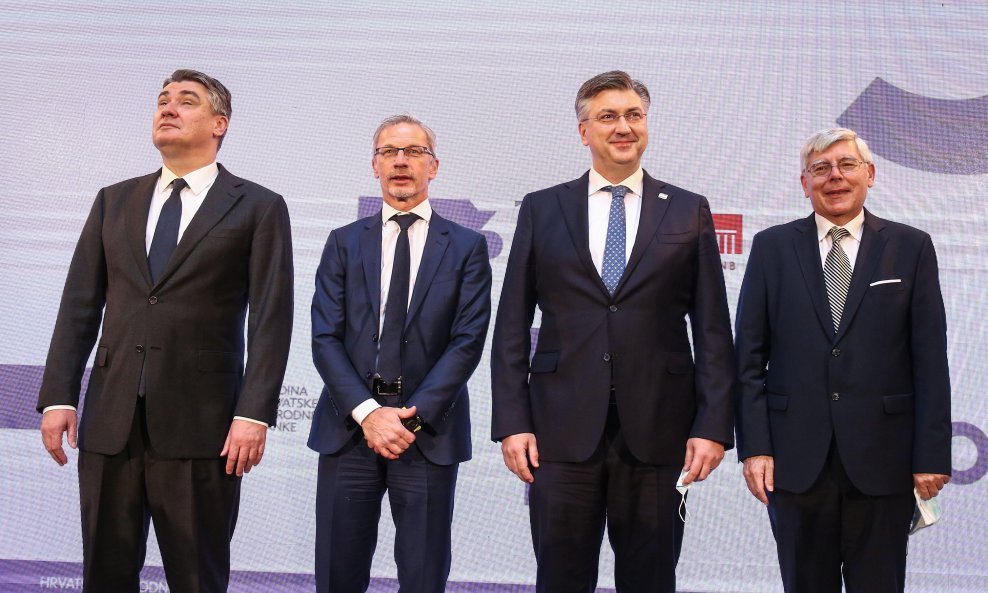 Zoran Milanović, Boris Vujčić, Andrej Plenković i Željko Reiner