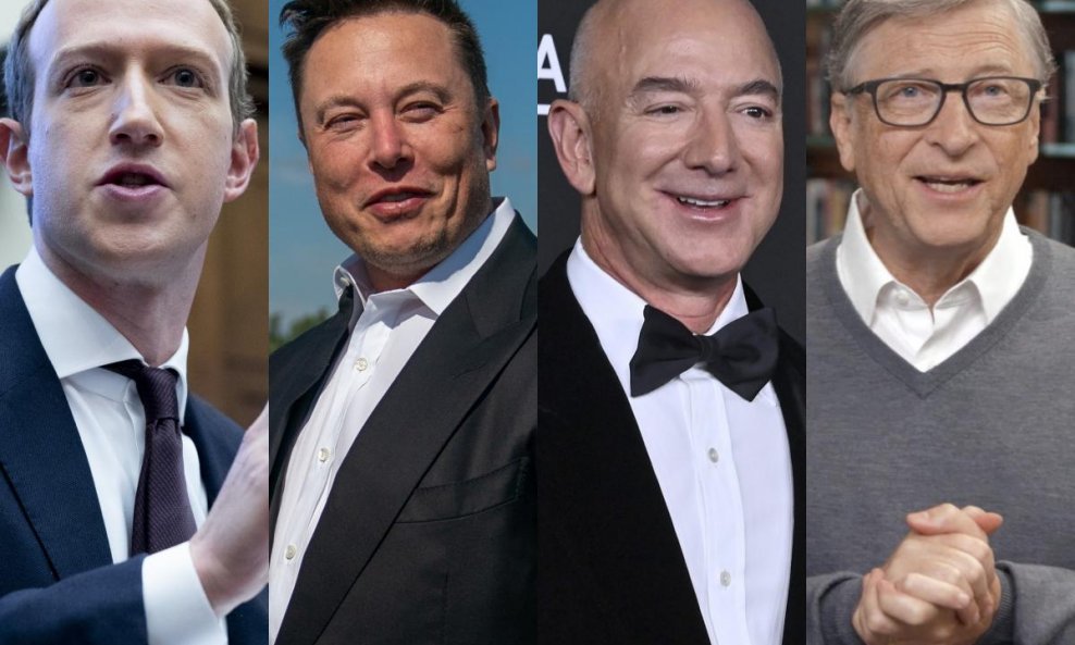 Mark Zuckerberg, Elon Musk, Jeff Bezos, Bill Gates