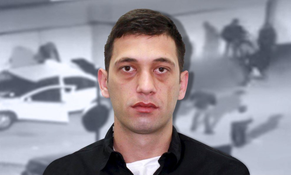 Angelo Đorđievski, treći osumnjičeni za ubojstvo Denisa Tota (u pozadini: snimka nadzorne kamere s mjesta zločina)