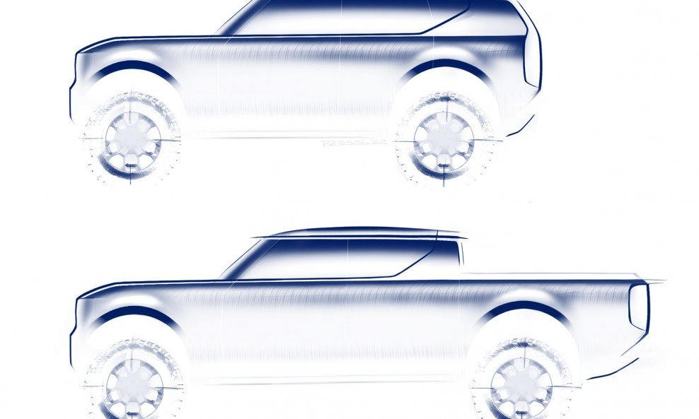 Najavne slike dva potpuno električna modela Volkswagenove nove marke Scout: SUV i pick-up, koji na tržište izlaze 2026.
