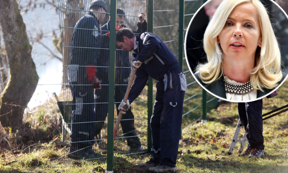 Ograda na granici na rijeci Kupi, slovenska ministrica Tatjana Bobnar (u krugu)