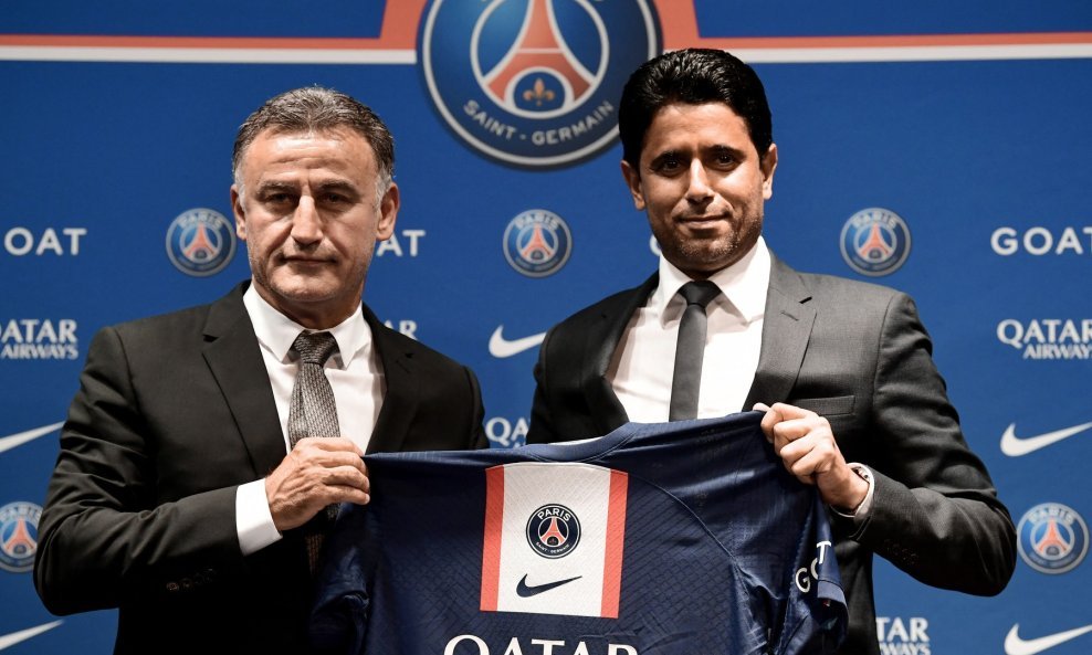 Trener PSG-a Christophe Galtier i vlasnik kluba Nasser Al-Khelaifi