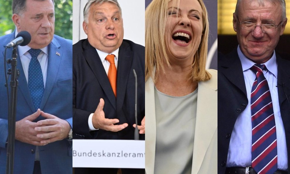 Milorad Dodik, Viktor Orban, Giorgia Meloni, Vojislav Šešelj