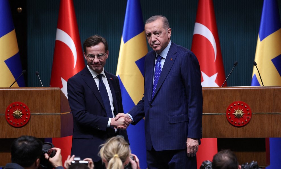 Turski predsjednik Recep Tayyip Erdogan i novi švedski premijer Ulf Kristersson