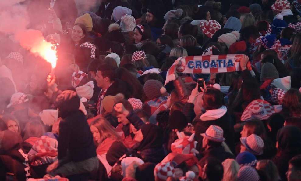 Doček Vatrenih na Trgu bana Jelačića u Zagrebu