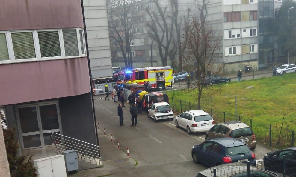Vatrogasci pred zgradom u Remetinečkom gaju