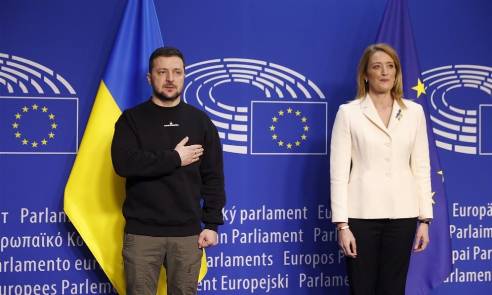 Volodimir Zelenski i Roberta Metsola u Bruxellesu