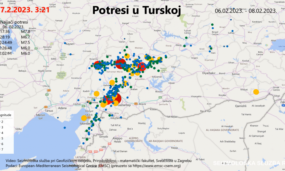 Tijek potresa u Turskoj