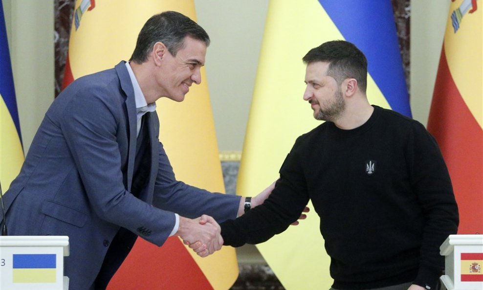 Pedro Sanchez i Volodimir Zelenski na susretu u Kijevu, Ukrajina