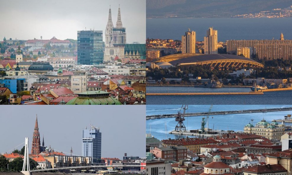 Zagreb, Split, Osijek i Rijeka