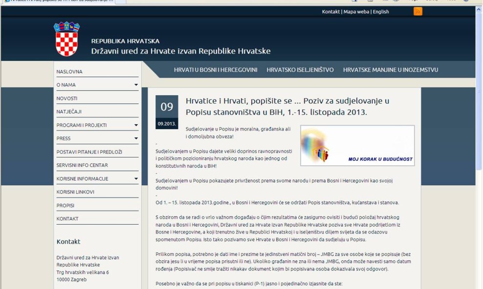 Popis stanovništva u BiH Ured za Hrvate izvan RH