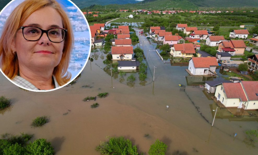 Poplava u Gračacu, Lidija Srnec (u krugu)