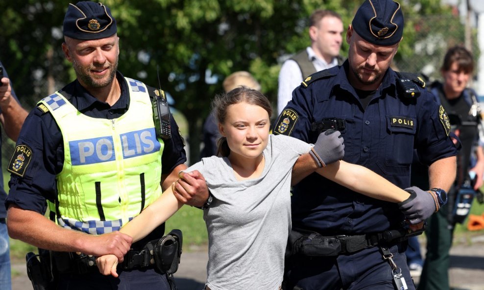 Uhićenje Grete Thunberg u Švedskoj u lipnju 2023.