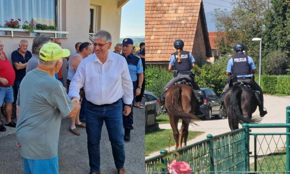 Ministar unutrašnjih poslova Boštjan Poklukar u mjestu Rigonce; policijska patrola na konjima