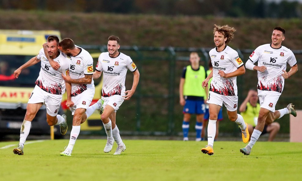 Slavlje nogometaša Gorice na utakmici Gorica - Hajduk, 17.9.2023., 8. kolo SuperSport HNL-a