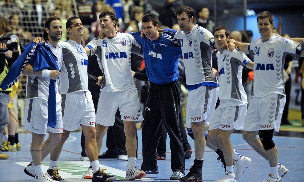 Rukometaši Zagreb CO-a, slavlje, ožujak 2009. utakmica sa Celjem