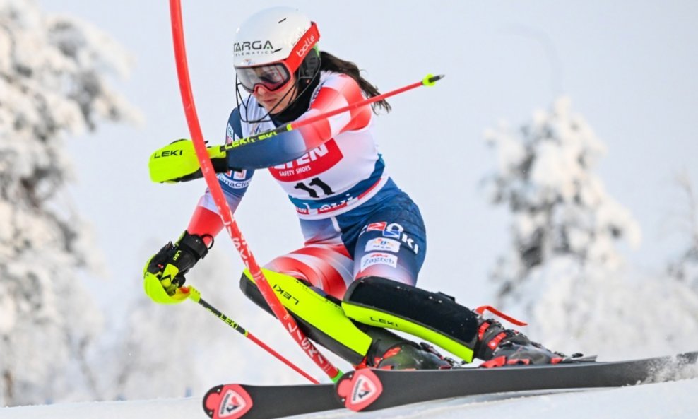 Zrinka Ljutić tijekom slalomske vožnje u Leviju, 11.11.2023.