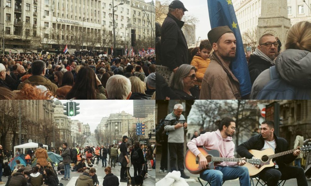 Prosvjed inicijative ProGlas (gore), studentska blokada prometa (dolje)