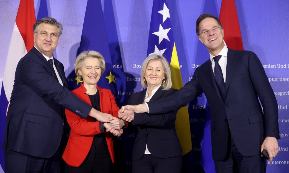 Andrej Plenković, Ursula von der Leyen, Borjana Krišto i Mark Rutte