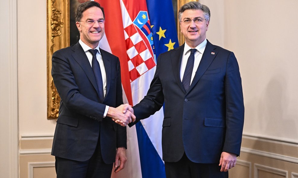 Mark Rutte i Andrej Plenković u Banskim dvorima