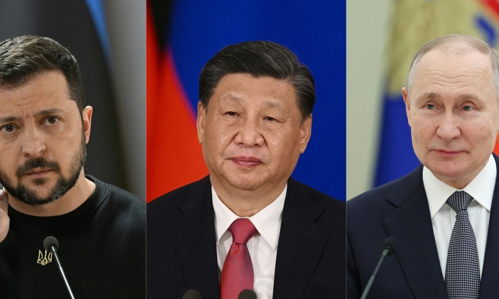 Volodimir Zelenski, Xi Jinping i Vladimir Putin