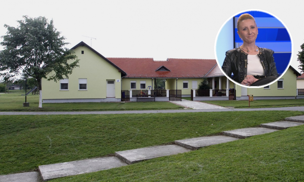 Kuće u SOS dječjem selu Ladimirevci u kojima žive djeca, Tatjana Štritof (u krugu)