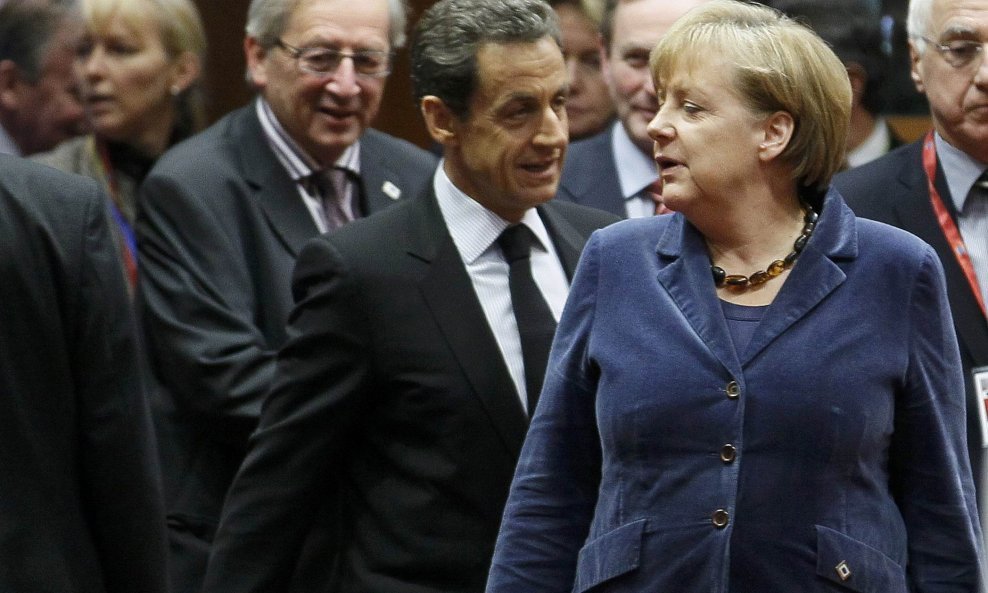Juncker, Sarkozy i Merkel