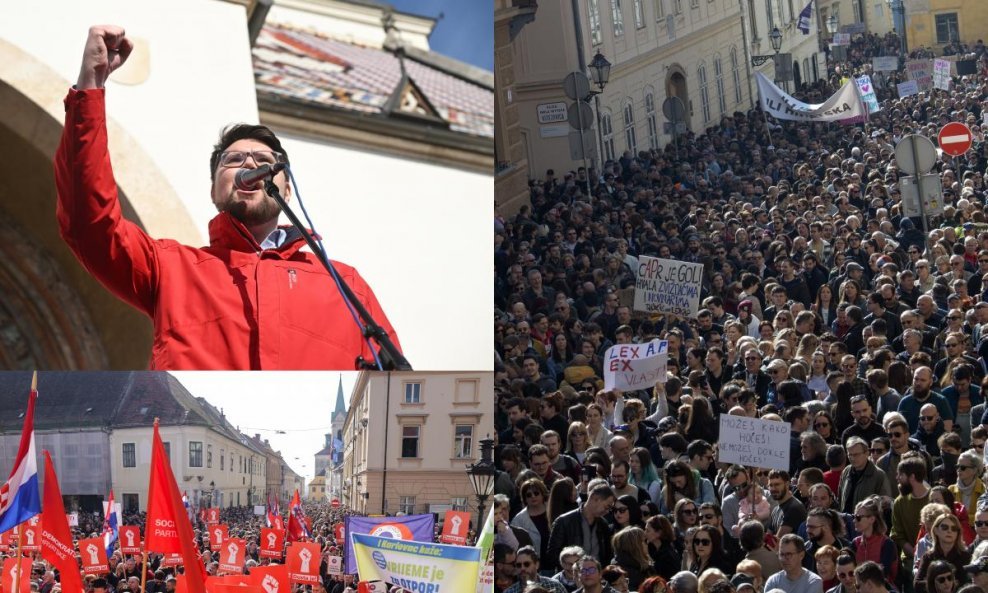 Peđa Grbin, prosvjed 'Dosta je! Idemo na izbore' na Markovom trgu