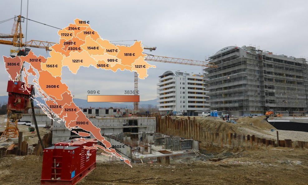 Tržište nekretnina, prosječne tražene cijene stanova 2023.