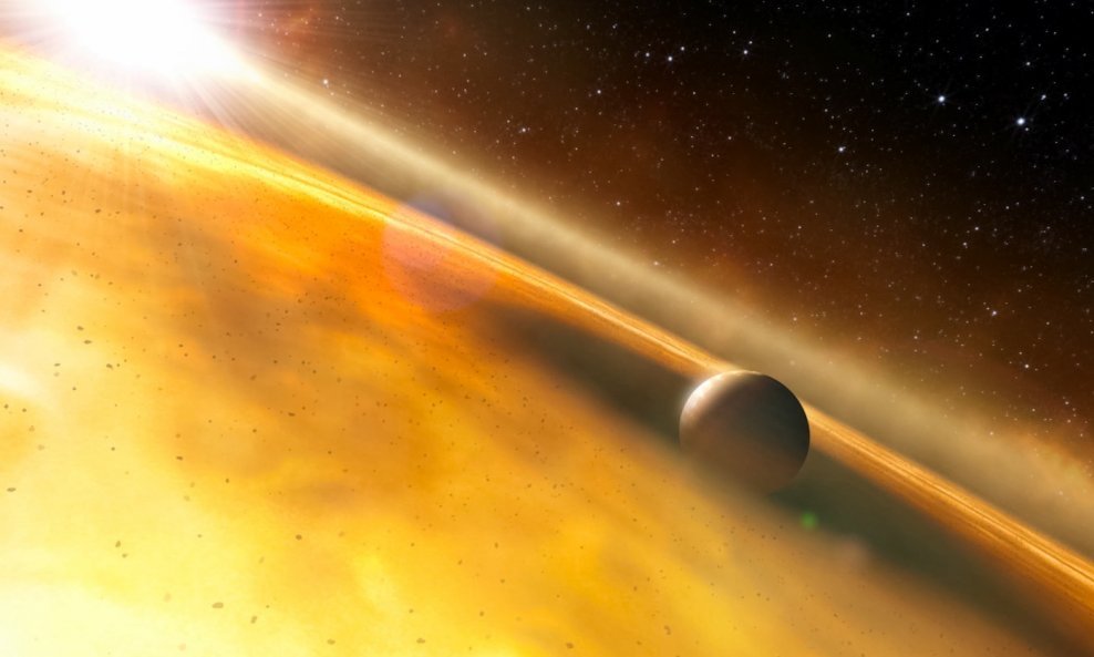 Protoplanetarni oblak oko novonastajućeg planeta, ilustracija