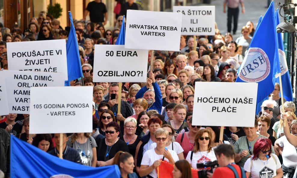 Prosvjedna povorka radnika Varteksa stigla u centar grada