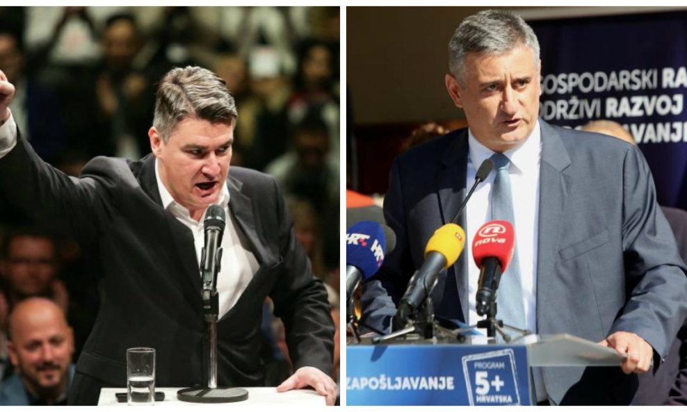 Zoran Milanović i Tomislav Karamarko za govornicom