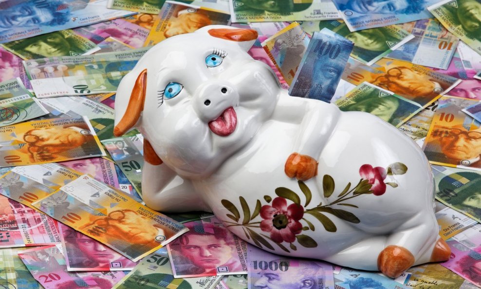 Švicarski franak prase ilustracija