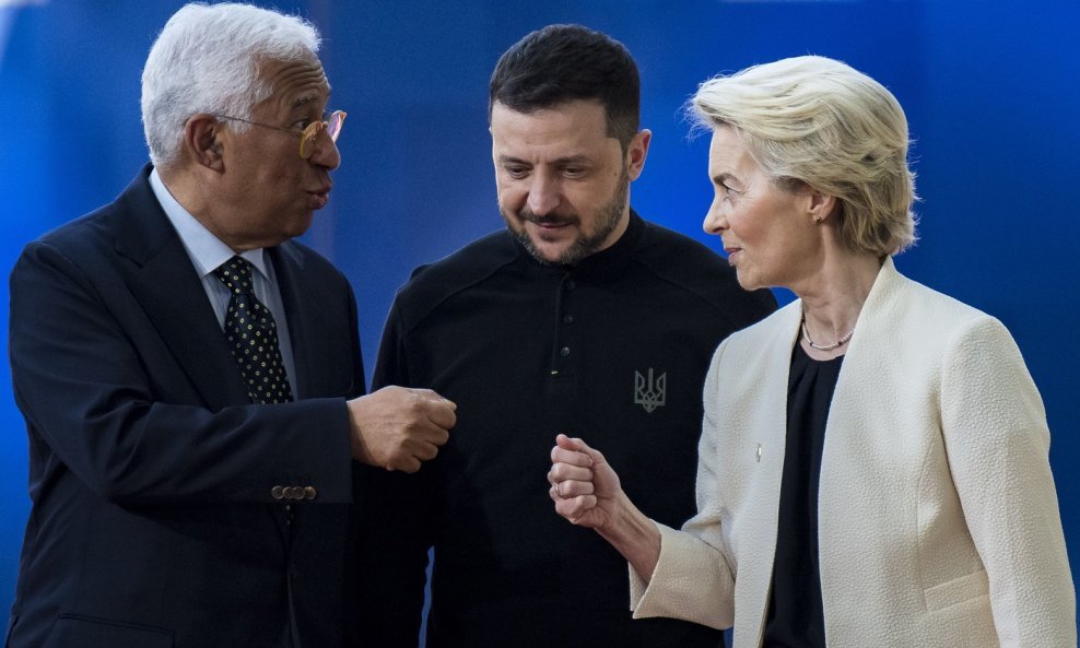 António Costa, Volodimir Zelenski, Ursula von der Leyen / Ilustracija