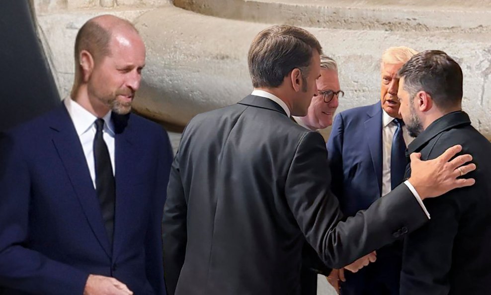 Princ William; Emmanuel Macron, Keir Starmer, Donald Trump, Volodimir Zelenski