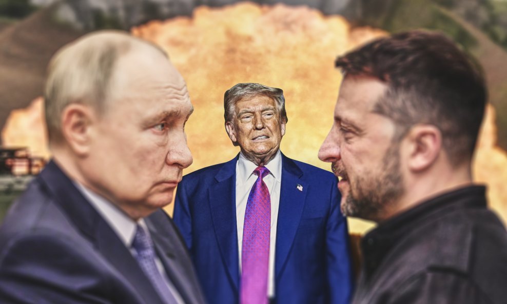 Ilustracija/Vladimir Putin, Donald Trump, Volodimir Zelenski