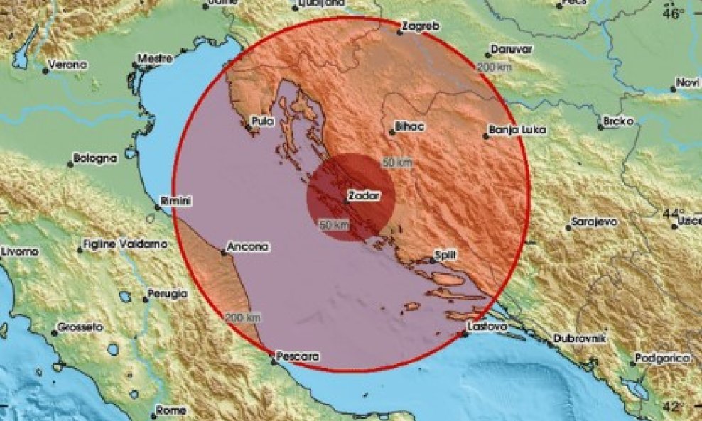 potres kod Zadra