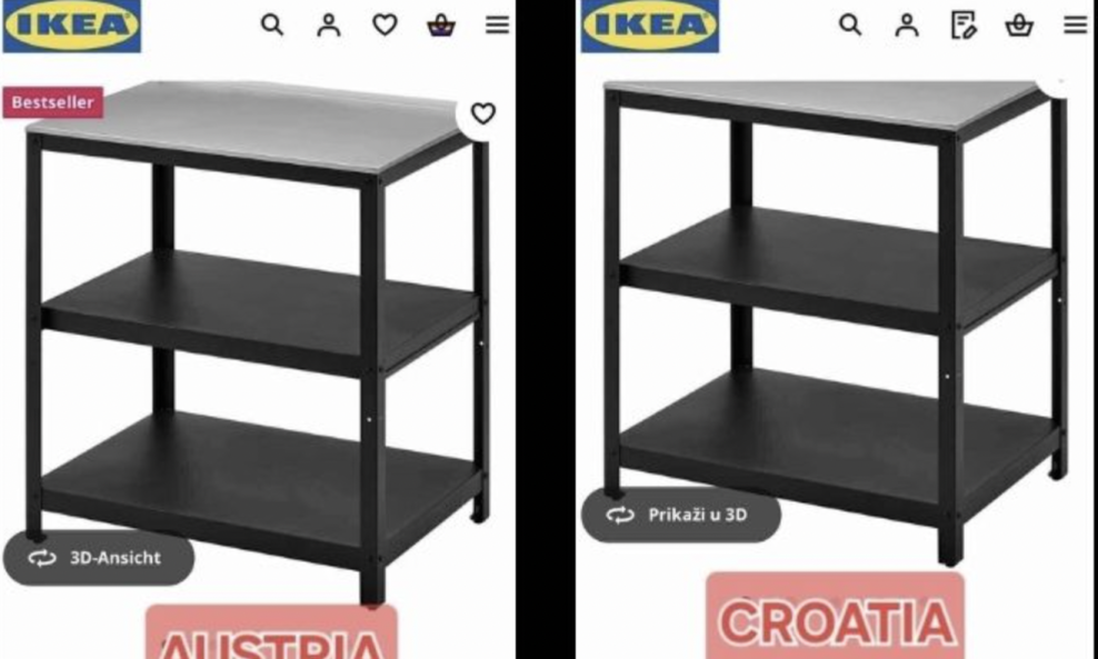 Velika razlika u cijenama hrvatske i austrijske IKEA-e.