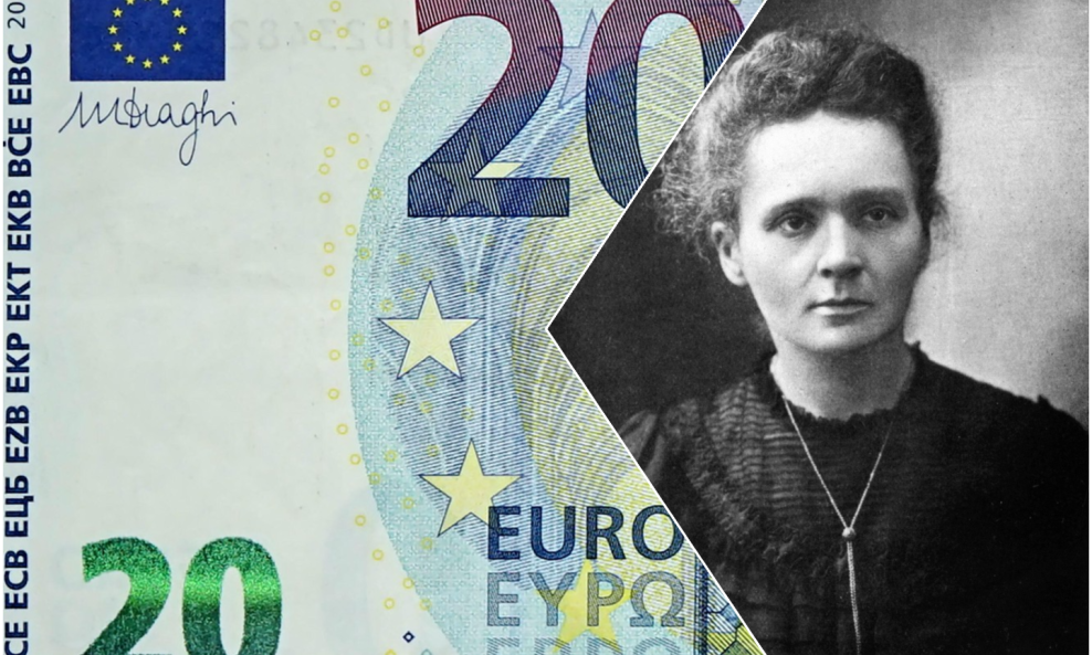 Marie Curie i novčanica eura